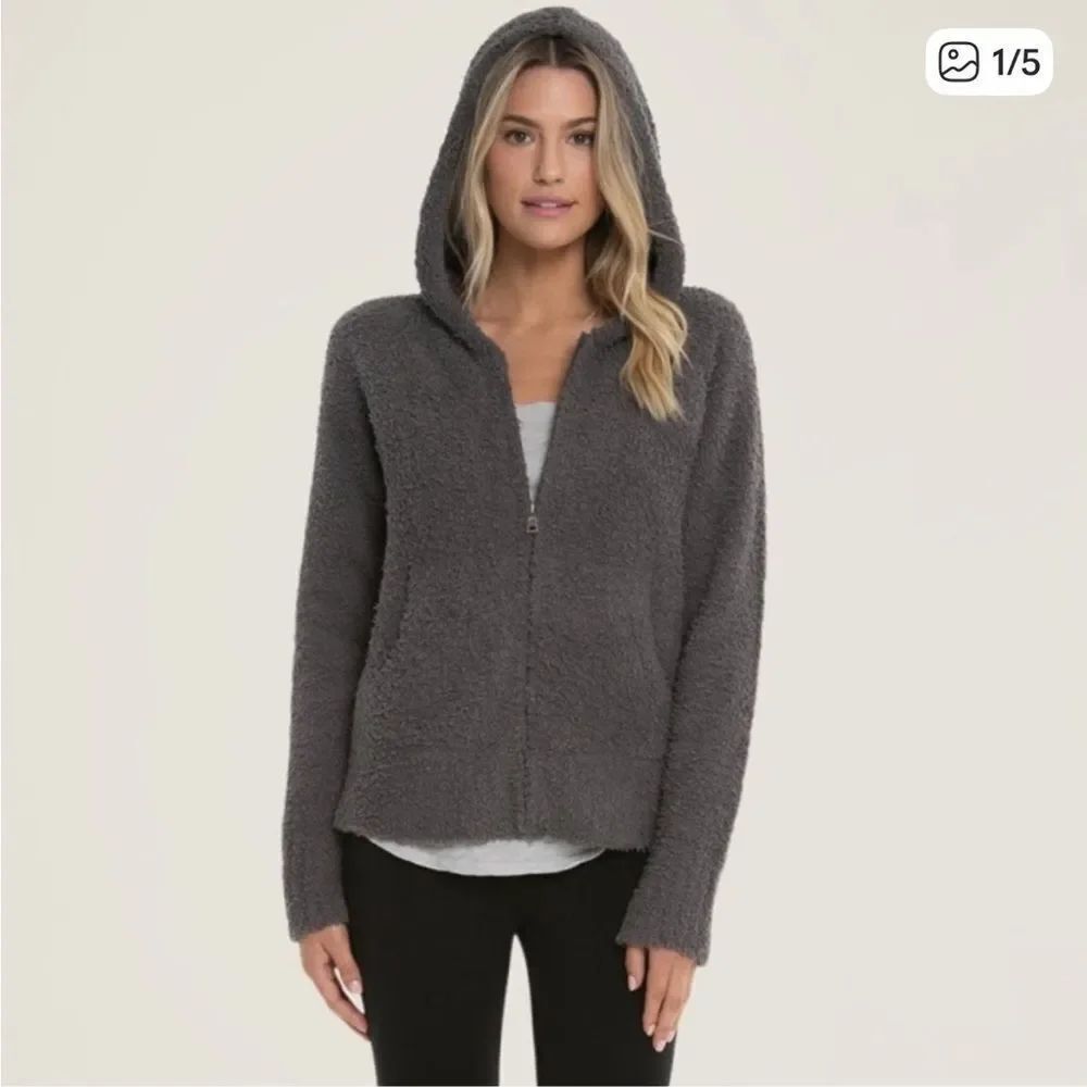 Barefoot Dreams Cozychic Relaxed Zip Up Hoodie Gray Womens XL